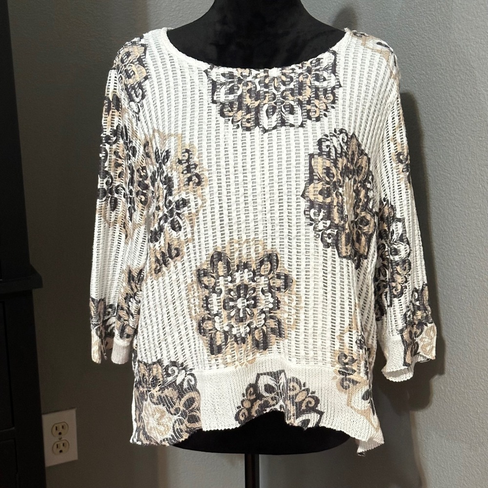 Alfred Dunner Petite XL Layered Look Blouse Textured Knit Sheer Lined Top Black